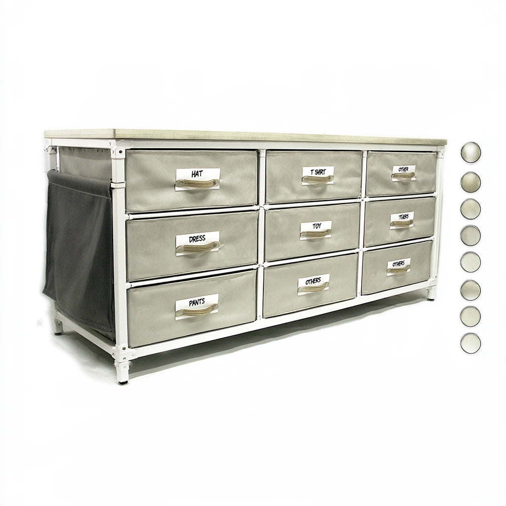 Cassettiera verticale con rivestimento in tessuto, colore grigio chiaro